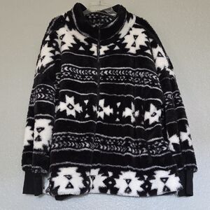 LuLaRoe Black and White Tribal Print Aztec Fleece Jacket